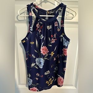 Medium Express Wildflower Floral Top with cute Strappy Sleeve Detail
